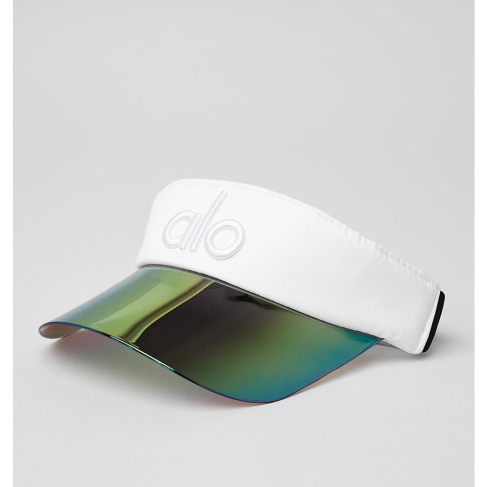 ALO Yoga White Visor with Iridescent Brim